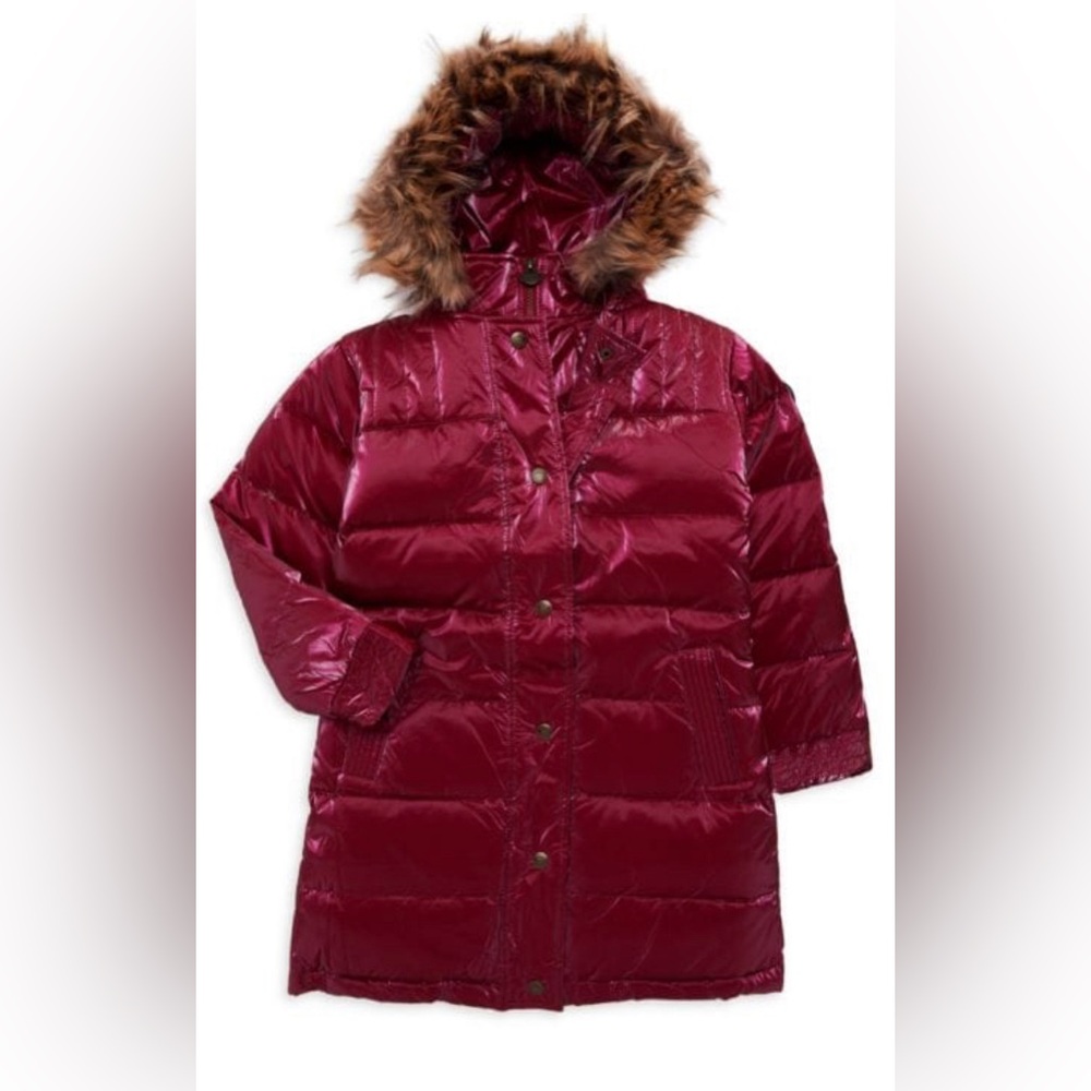 APPAMAN Girl's Faux Fur Hooded Puffer Jacket Size 16